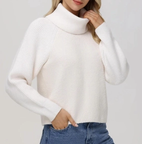 Mckenzie Mixed Media Removeable Collar Sweater In Sea Salt Knitted Warmth Comfortable Style