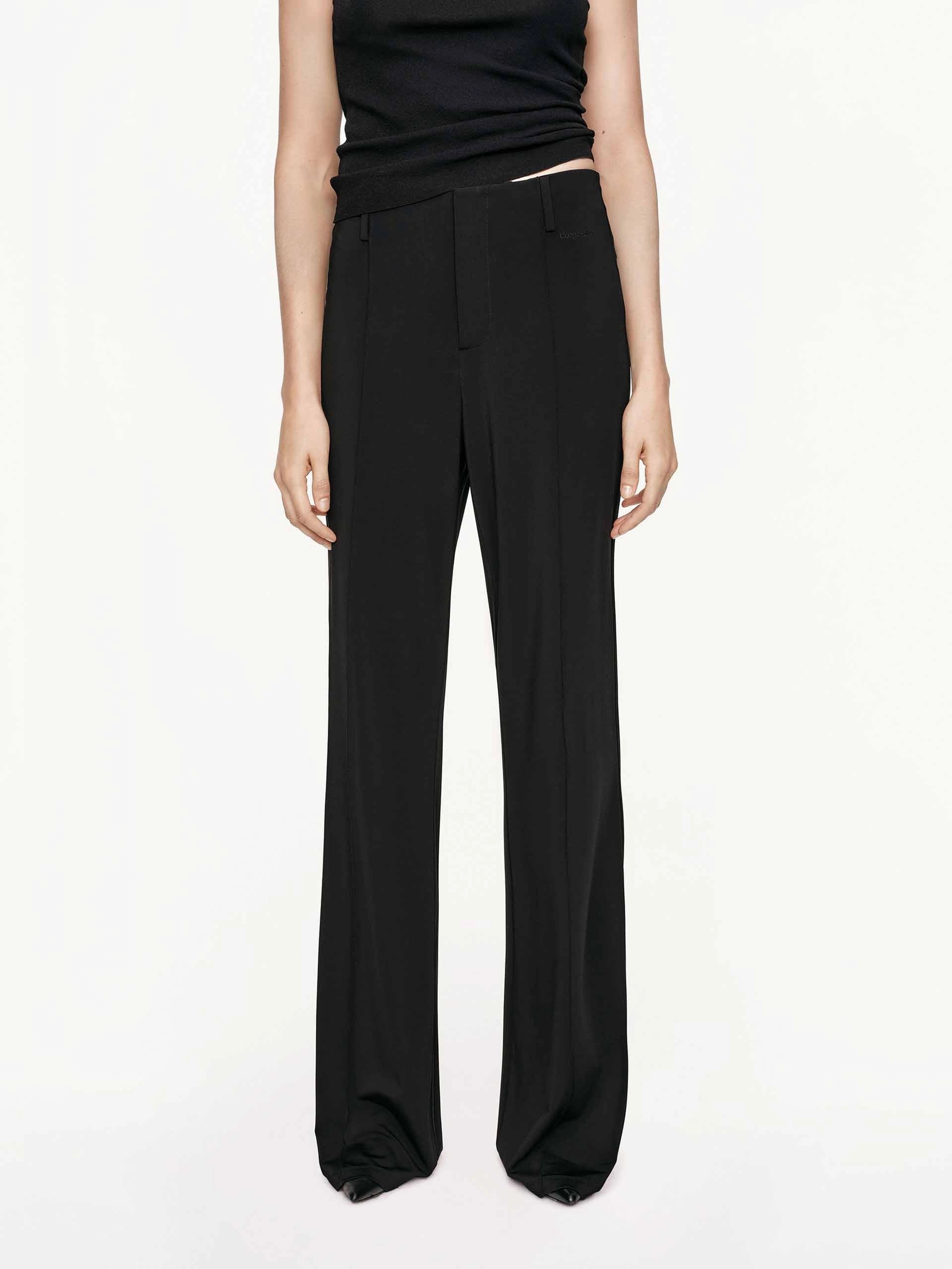 Button front High Waist Drop Flared Pants