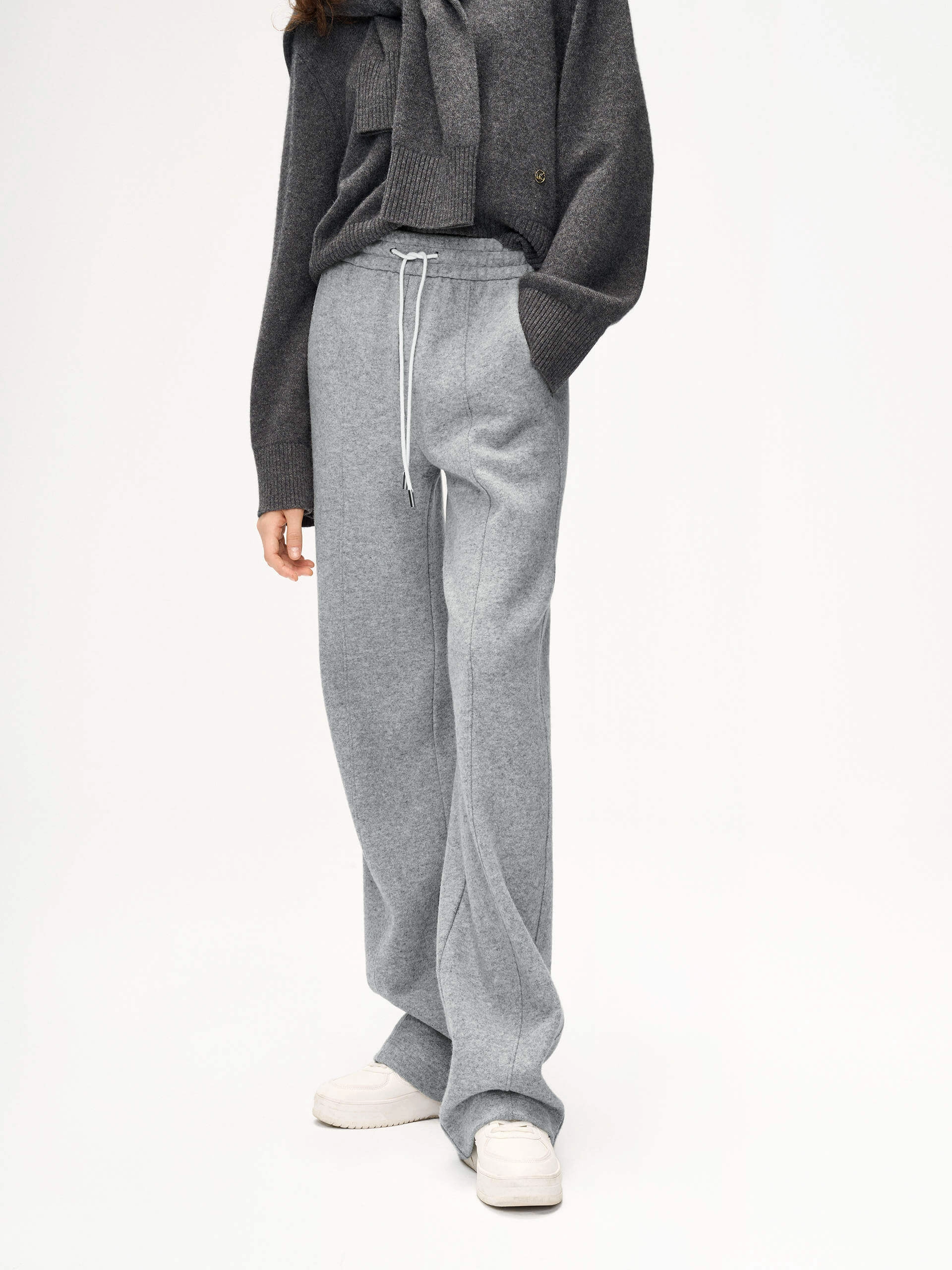 Straight Drawstring Pants Active Stretch