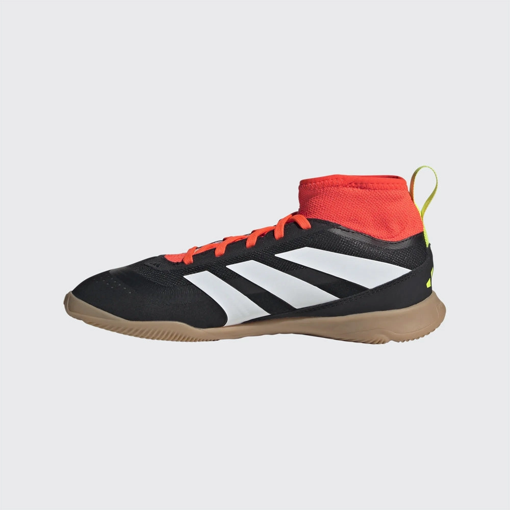 Lace Free Fastenings Reinforced Eyestay Adidas Predator League Sock Jnr Indoor Football Shoes (Black/White/Solar Red)