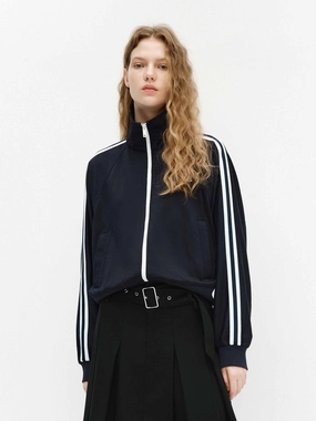 Flexible Daily Fit Magnetic Closures Contrast Trim Short Jacket