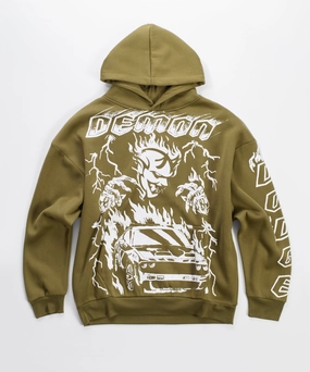 PlushLining Easy Wear Dodge Demon Oversized Fit Hoodie - Olive Green