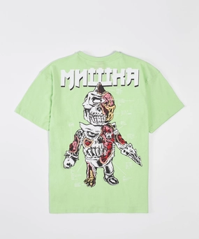 Mishka Foreign Cyco Short Sleeve Tee - Light Green ReflectiveTrims RollUpSleeves