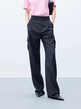 Wool Blend Cargo Pants Quick Fit Wear Slim Shape