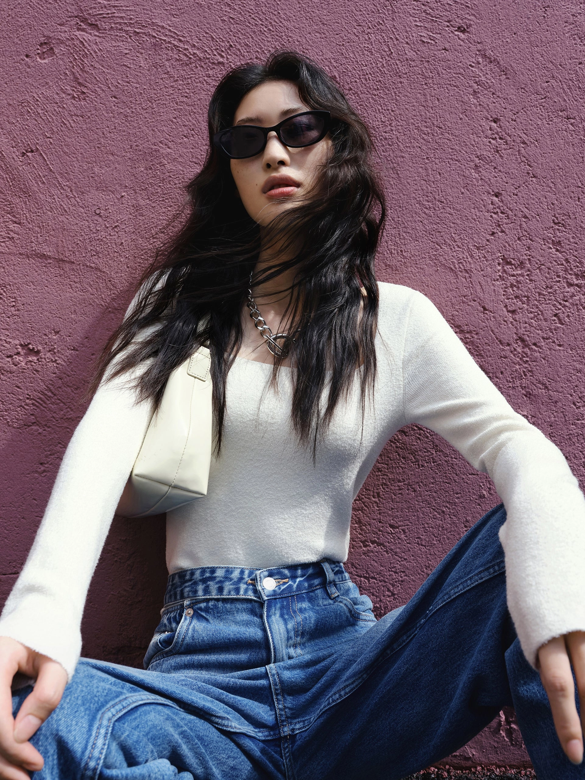 Square Neck Slim Fit Knit Top TemperatureRegulating Fabric