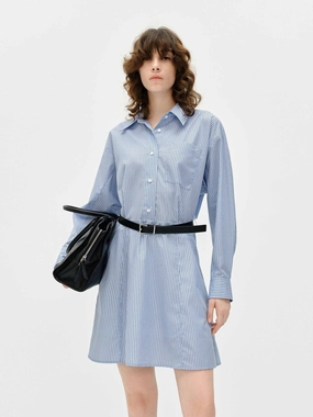 Pinstripe Shirt Dress Sun-Protective Casual Layers
