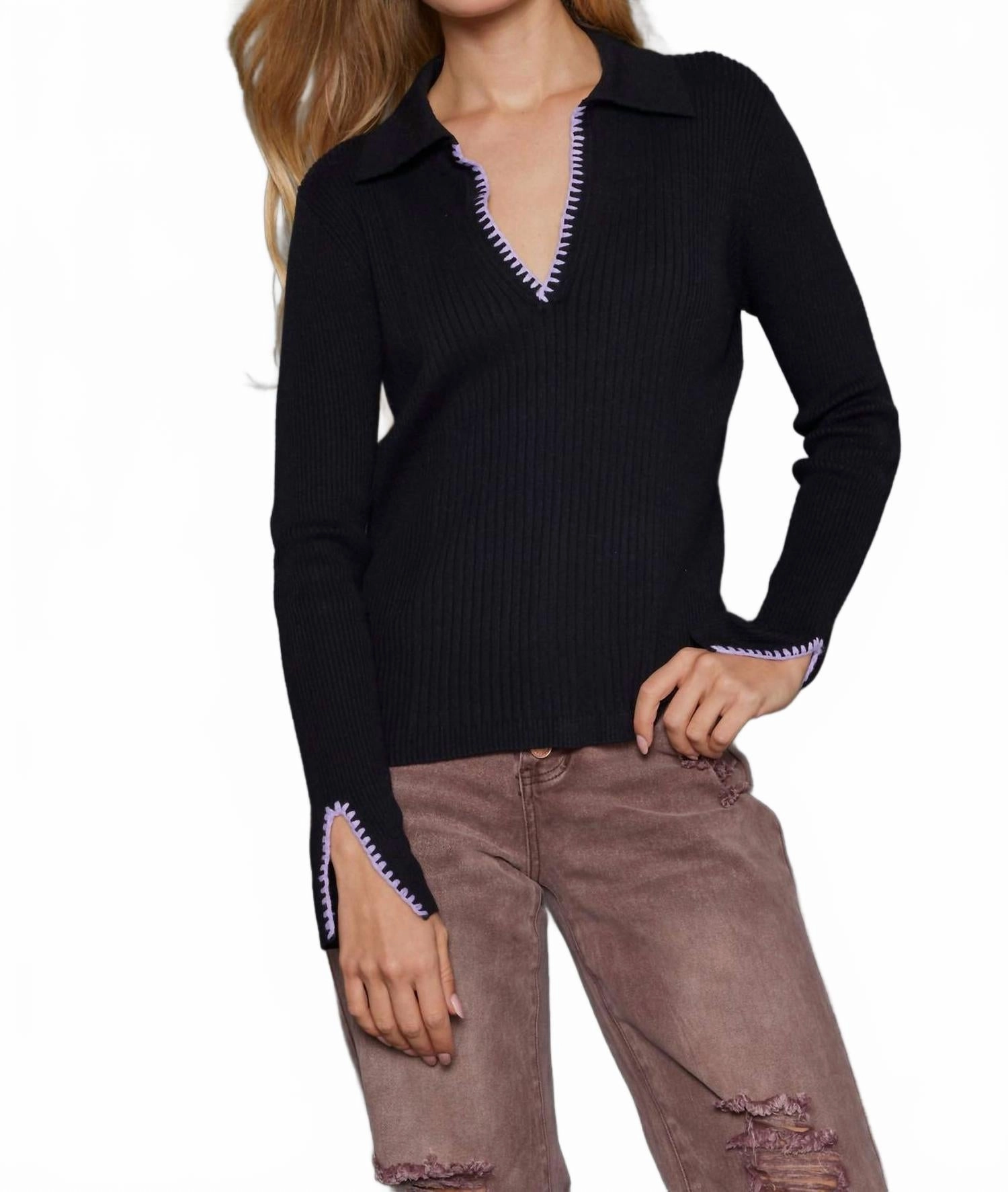 Collar Codes Sweater In Black Hypoallergenic Lining