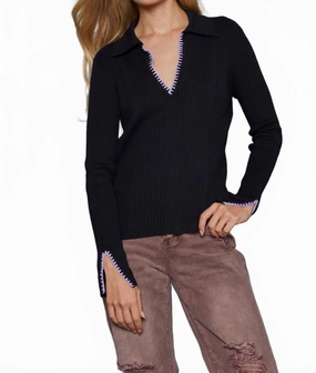 Ethical Production Knitwear Collar Codes Sweater In Black