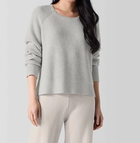 Drop Shoulder Cut Eilee Raglan Sleeve Crew Neck Sweater In Sea Salt