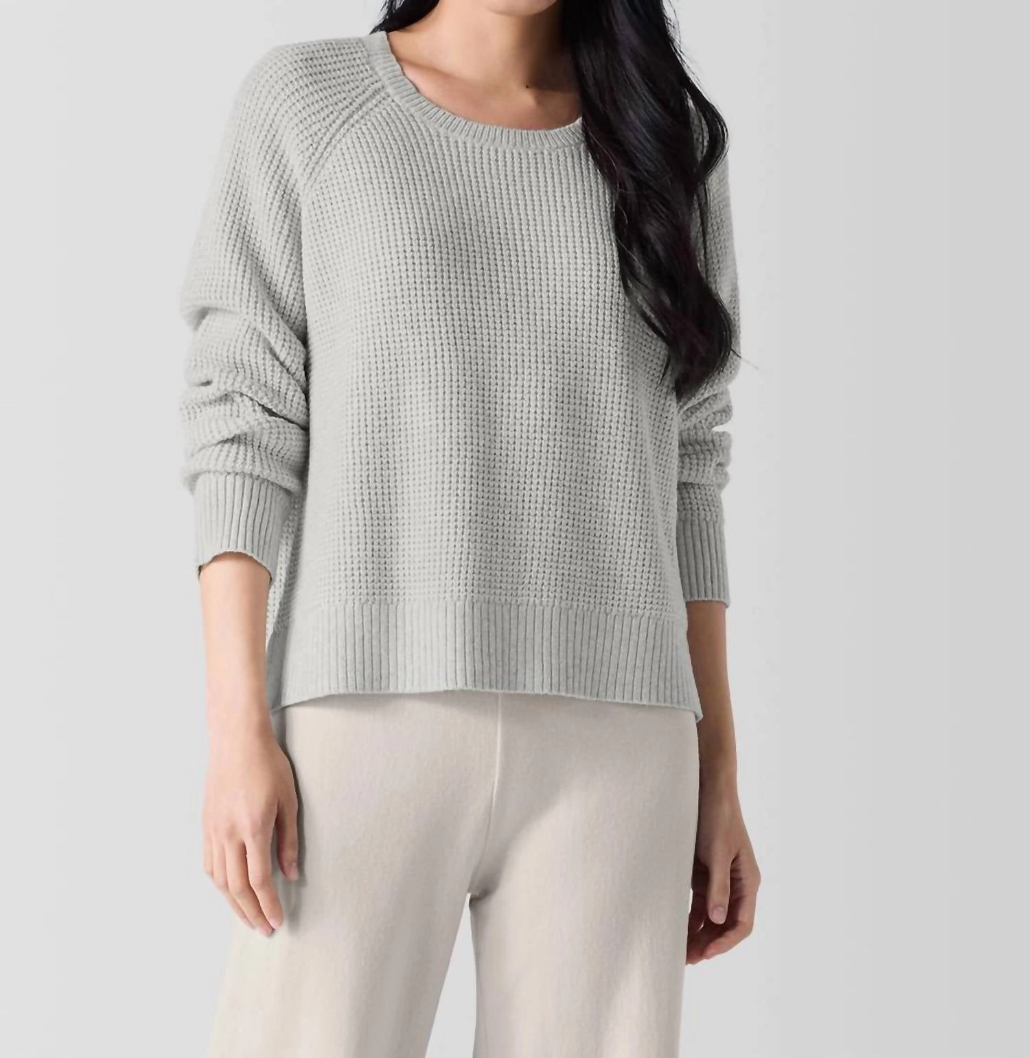Drop Shoulder Cut Eilee Raglan Sleeve Crew Neck Sweater In Sea Salt