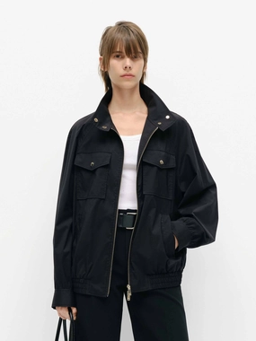 Elastic Hem Loose Jacket Bonded Fabric