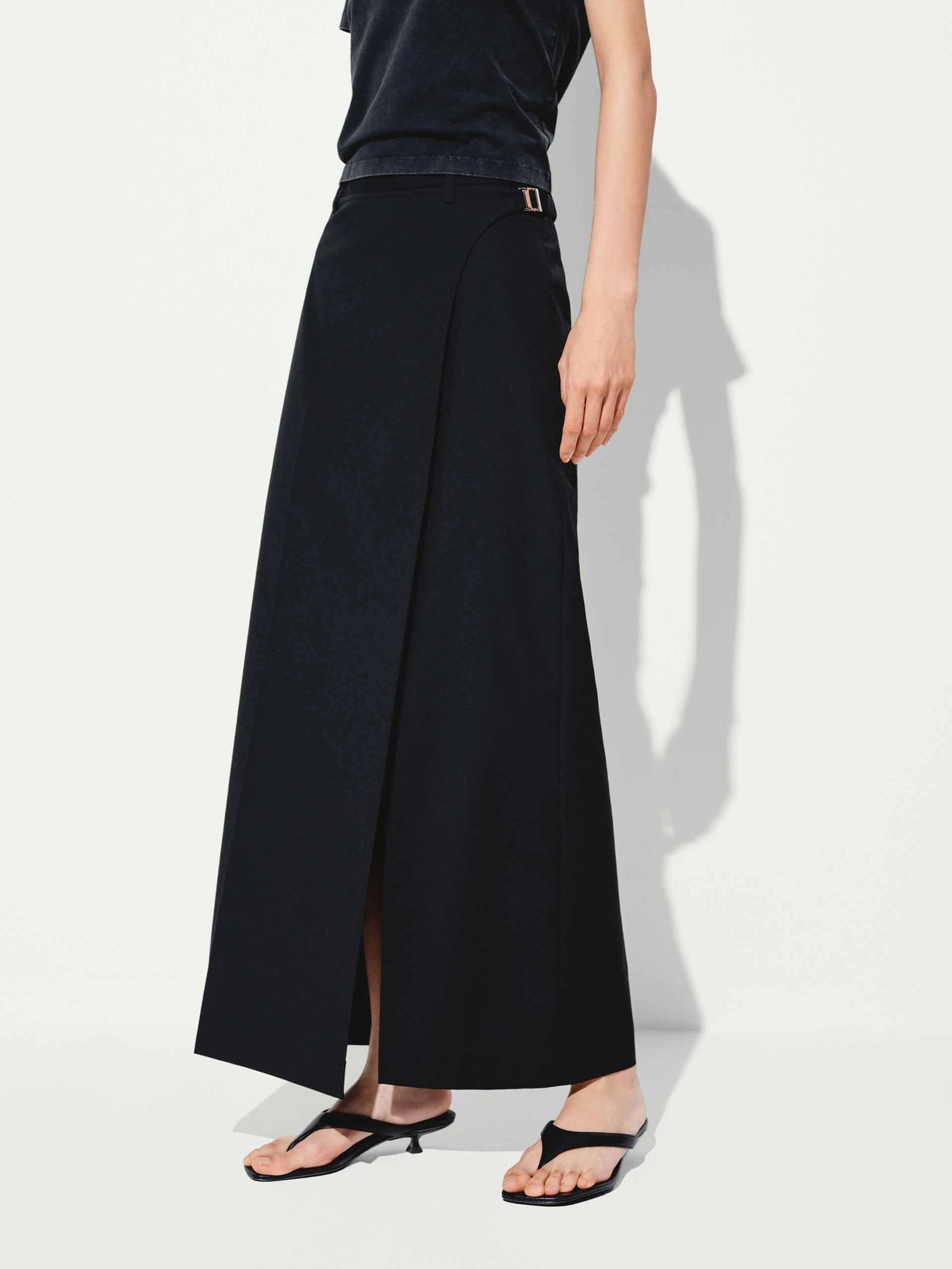 Front Slit Maxi Skirt ReinforcedStitching