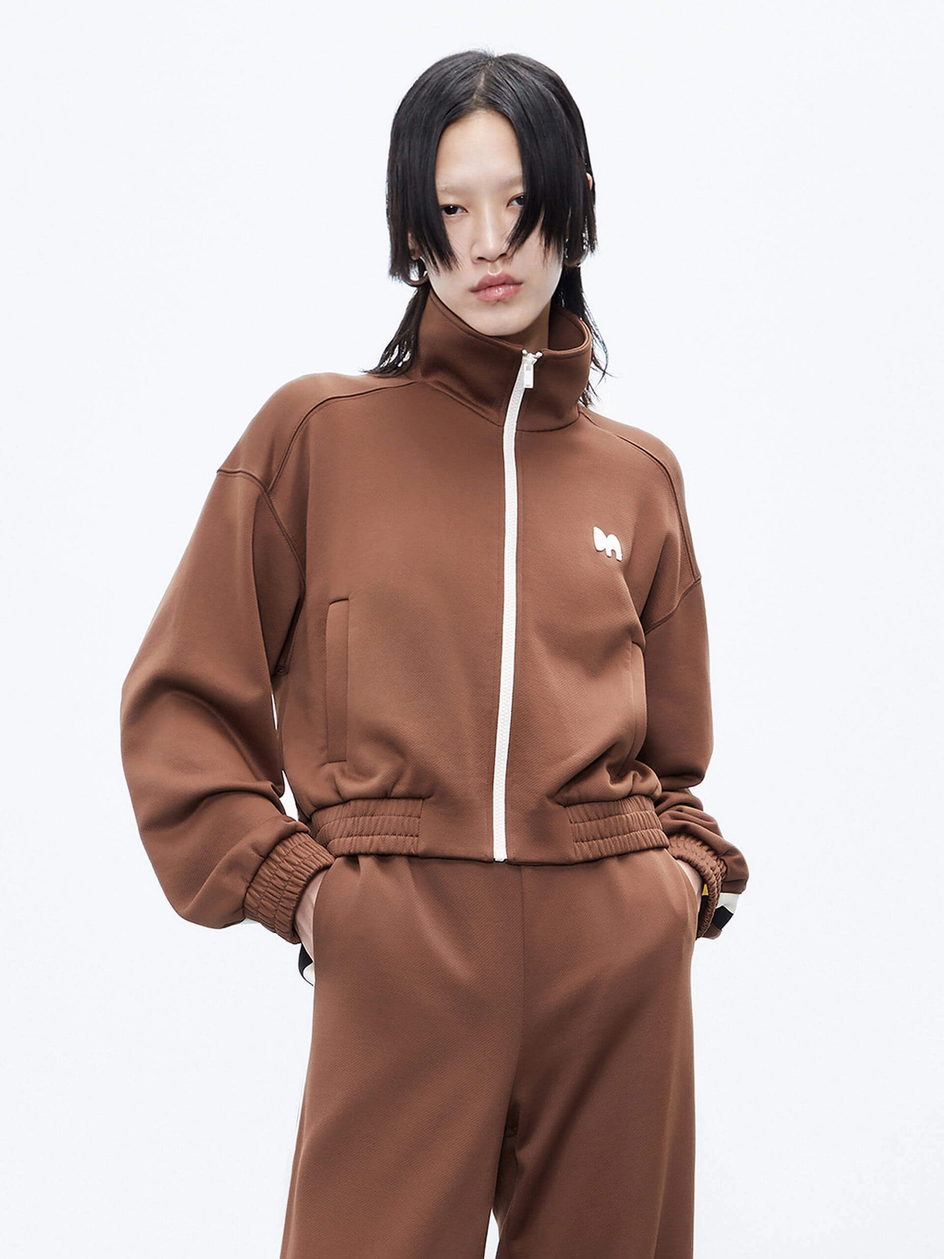Elasticated Hem Cropped Jacket Stowable Hood