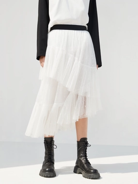 Trendy Appeal Elasticated Ruffle Laced Skirt