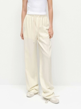 Elasticated Straight Leg Trousers Light Waist