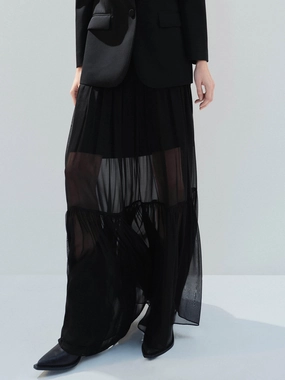 Office Wear Durable Material Elasticated Waist Silk Skirt