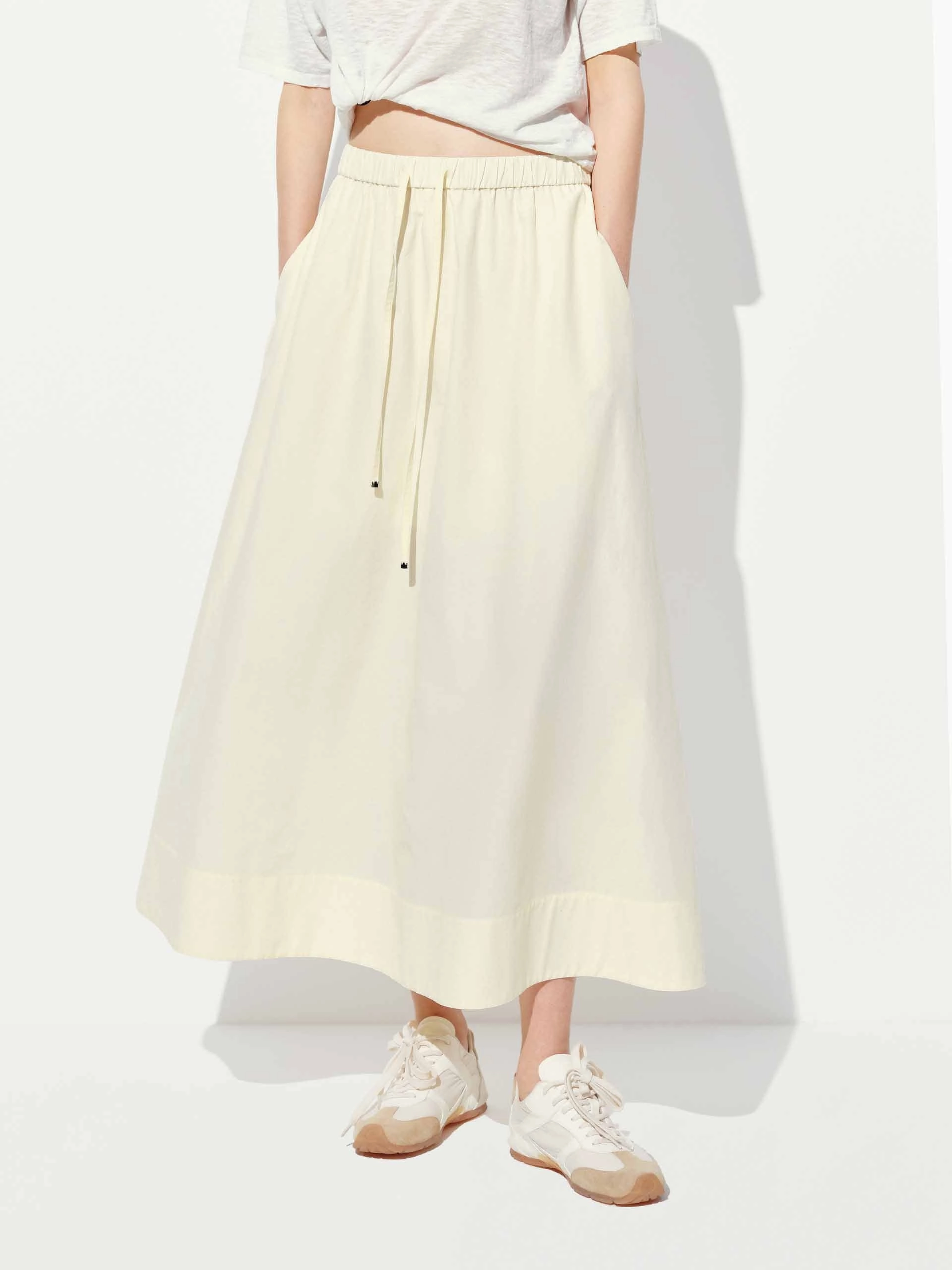 Elasticated Waistband Midi Skirt Everyday Comfort CompressionSupport