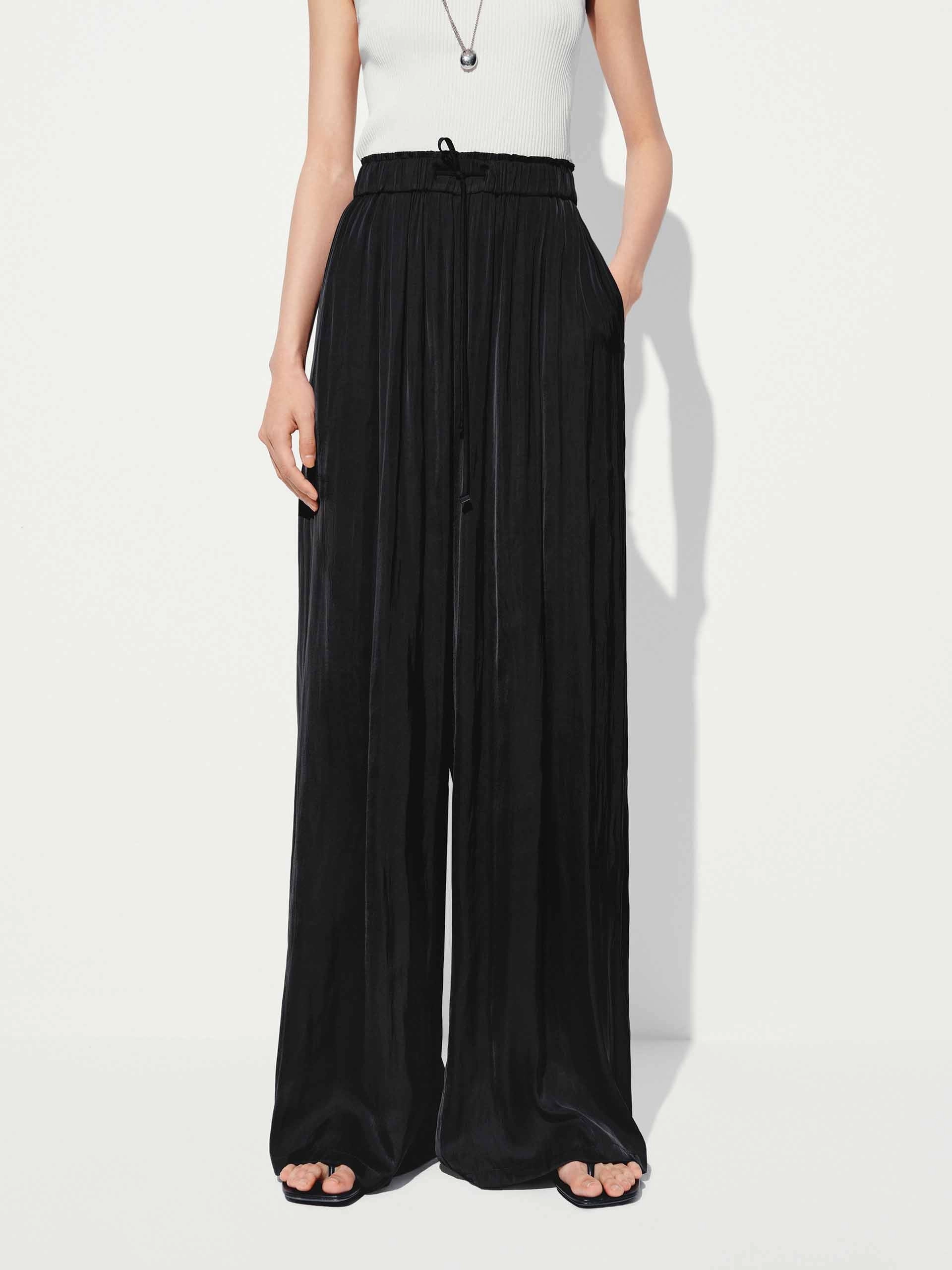 Pleated Drawstring Waist Trousers anti slip grip