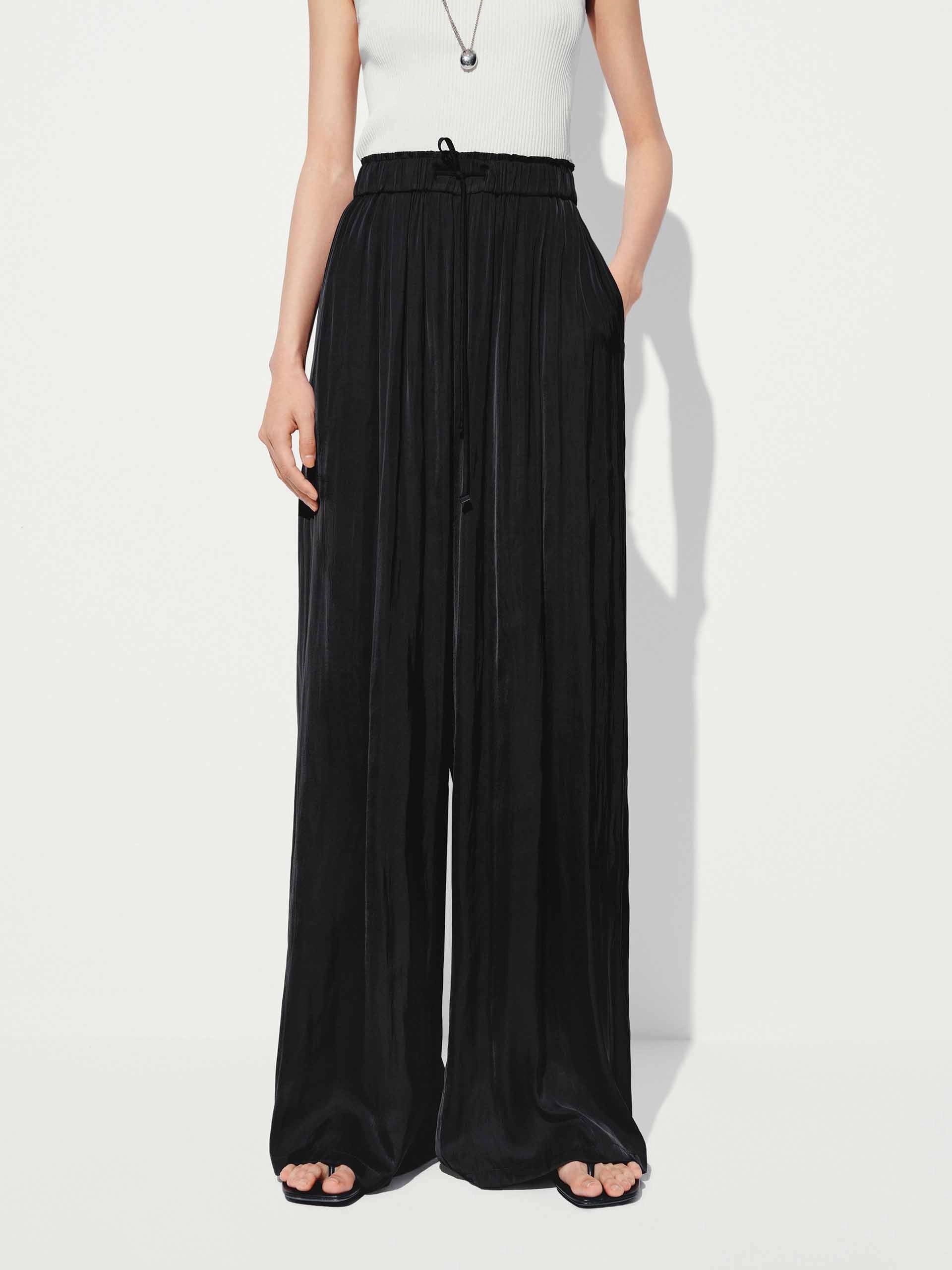 Pleated Drawstring Waist Trousers Tagless Design Sport Wear Fit