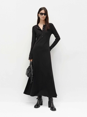 Functional Layer Cotton Blend Maxi Dress