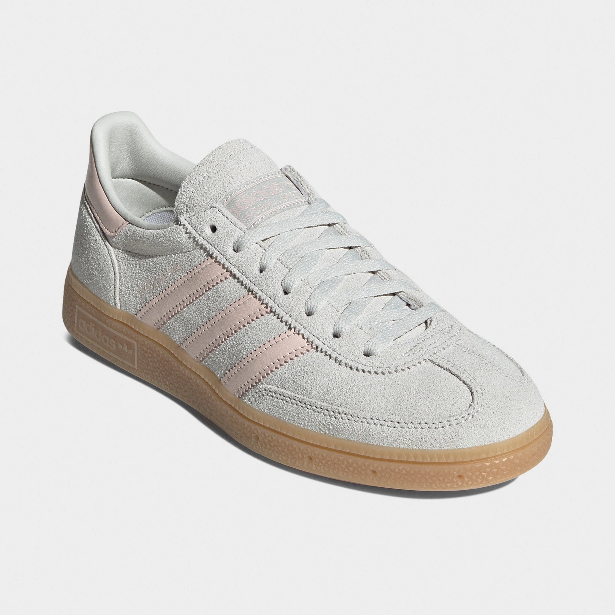 adidas Originals Women's Handball Spezial Orbit Grey / Wonder Quartz - Gum Ergonomic Heel Cup Clean Stitching
