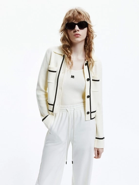 Four Way Stretch Material Hydrophobic Surface Treatment Contrast Detail Knit Cardigan