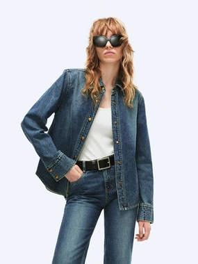Classic Denim Shirt Wind Resistant Fabric