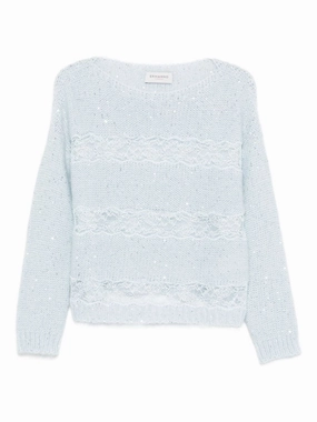 Anti Pilling Surface Ermanno Firenze Women's Sweaters Clear blue