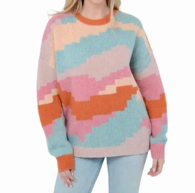 Ersa Sweater In Multi Blue Pink Layered Knitwear