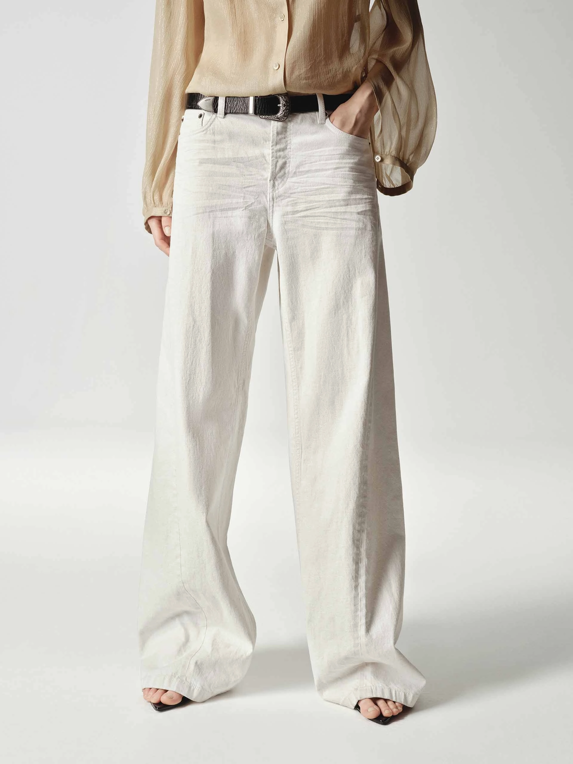 Cotton Linen White Jeans Daily Attire