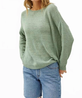 Drop Shoulder With Ribbed Detail In Mint Relaxed Silhouette