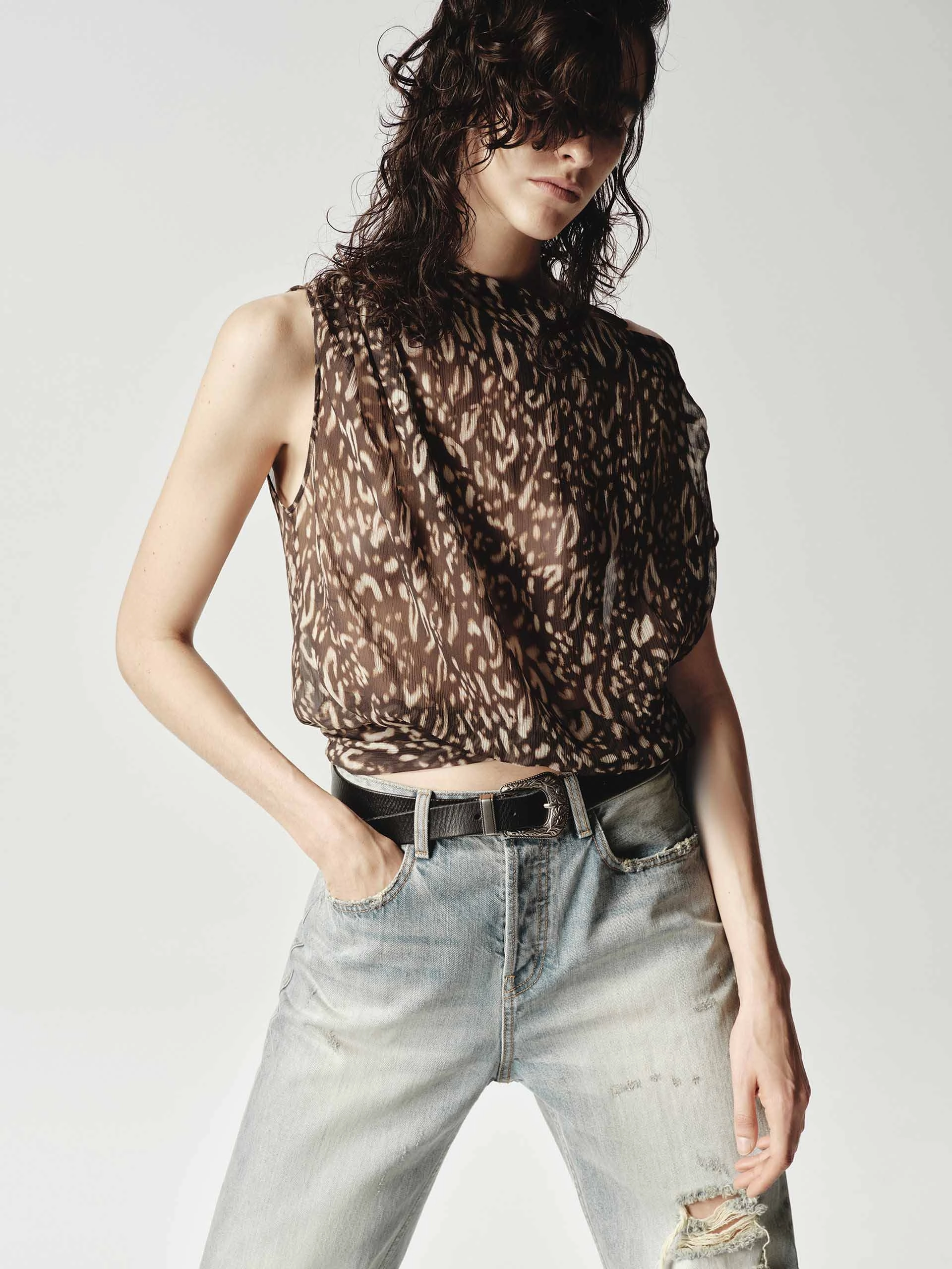 Leopard Print Backless Top Biodegradable Fiber Blend HighDensity Knit