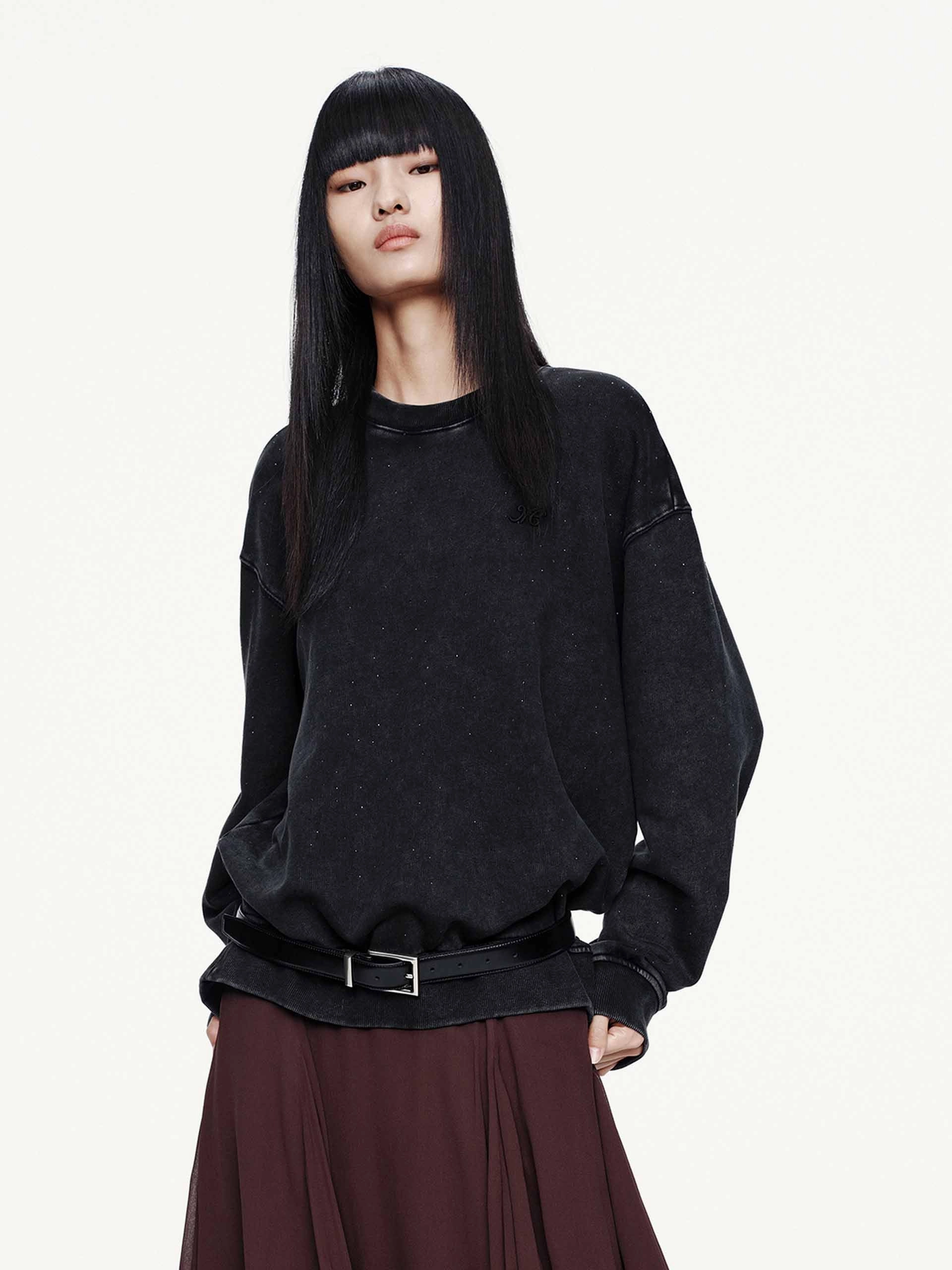 PreShrunkFabric Hotfix Rhinestone Cotton Sweatshirt