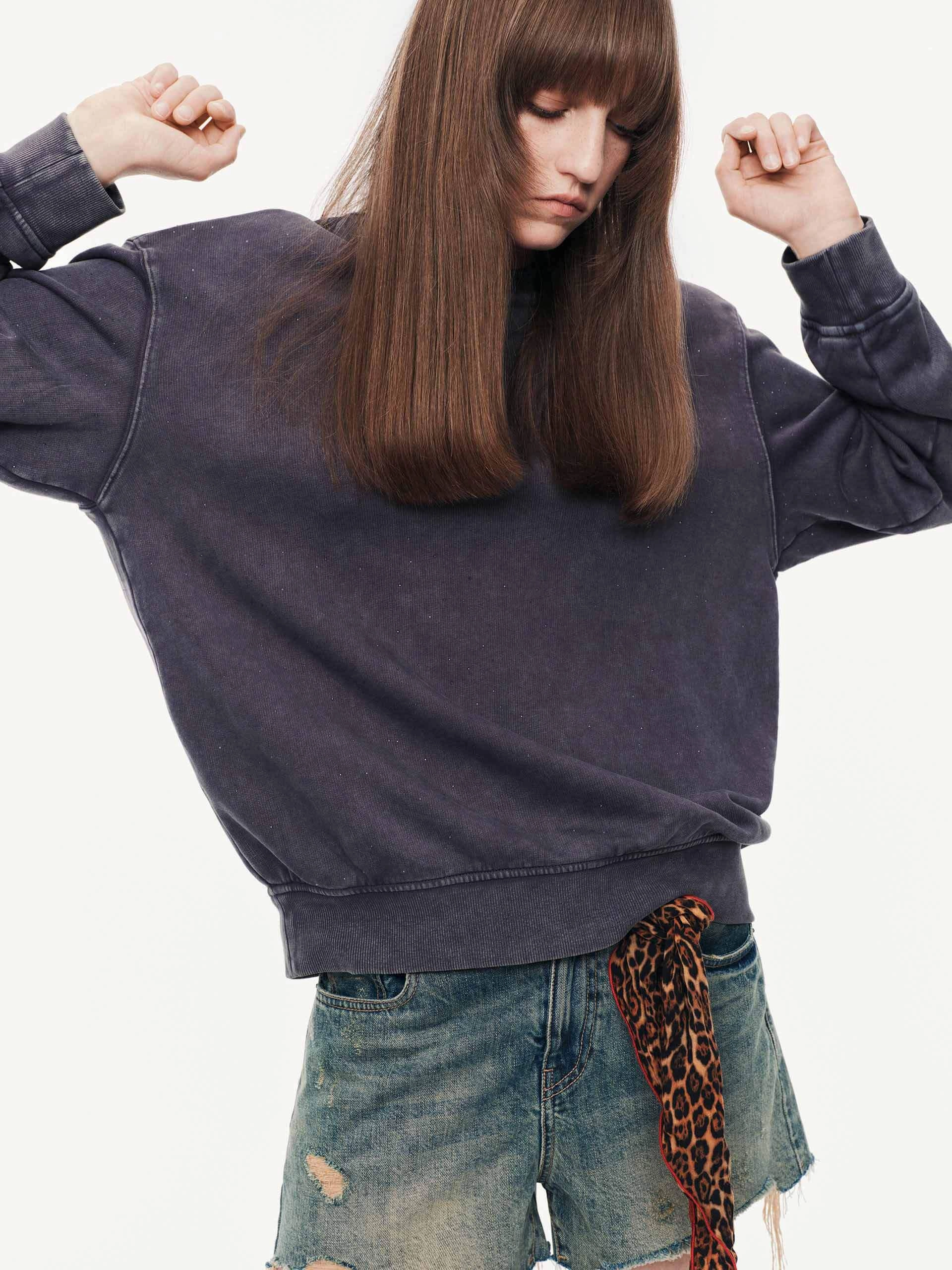 Sustainable Textile QuickRelease Fastener Hotfix Rhinestone Cotton Sweatshirt