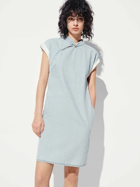 New Spirit Effortless weekend dress Cheongsam Denim Mini Dress