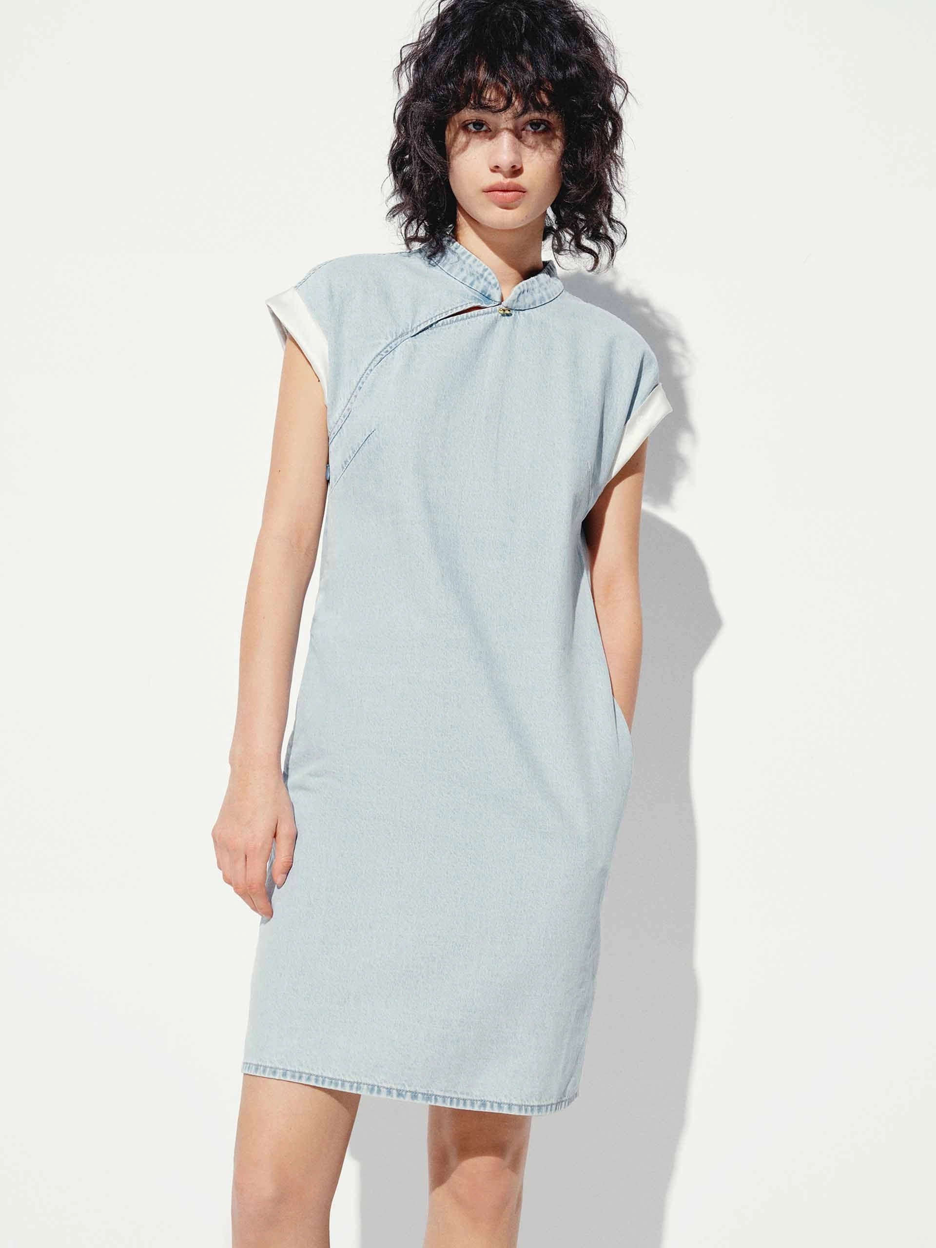 Birthday-Celebration Cheongsam Denim Mini Dress