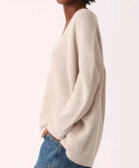 Everyday Cardigan In Oatmeal Heather Knitted Warmth Cold-Weather Layer