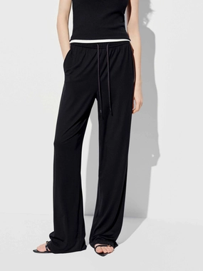 Flexible Look Side Pockets Drawstring Trousers
