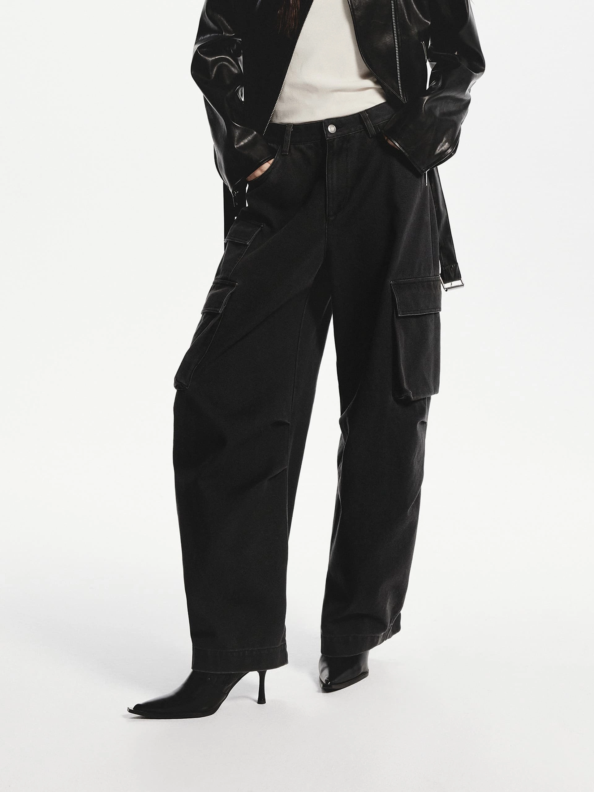 Barrel Leg Cargo Pants Comfy Stretch