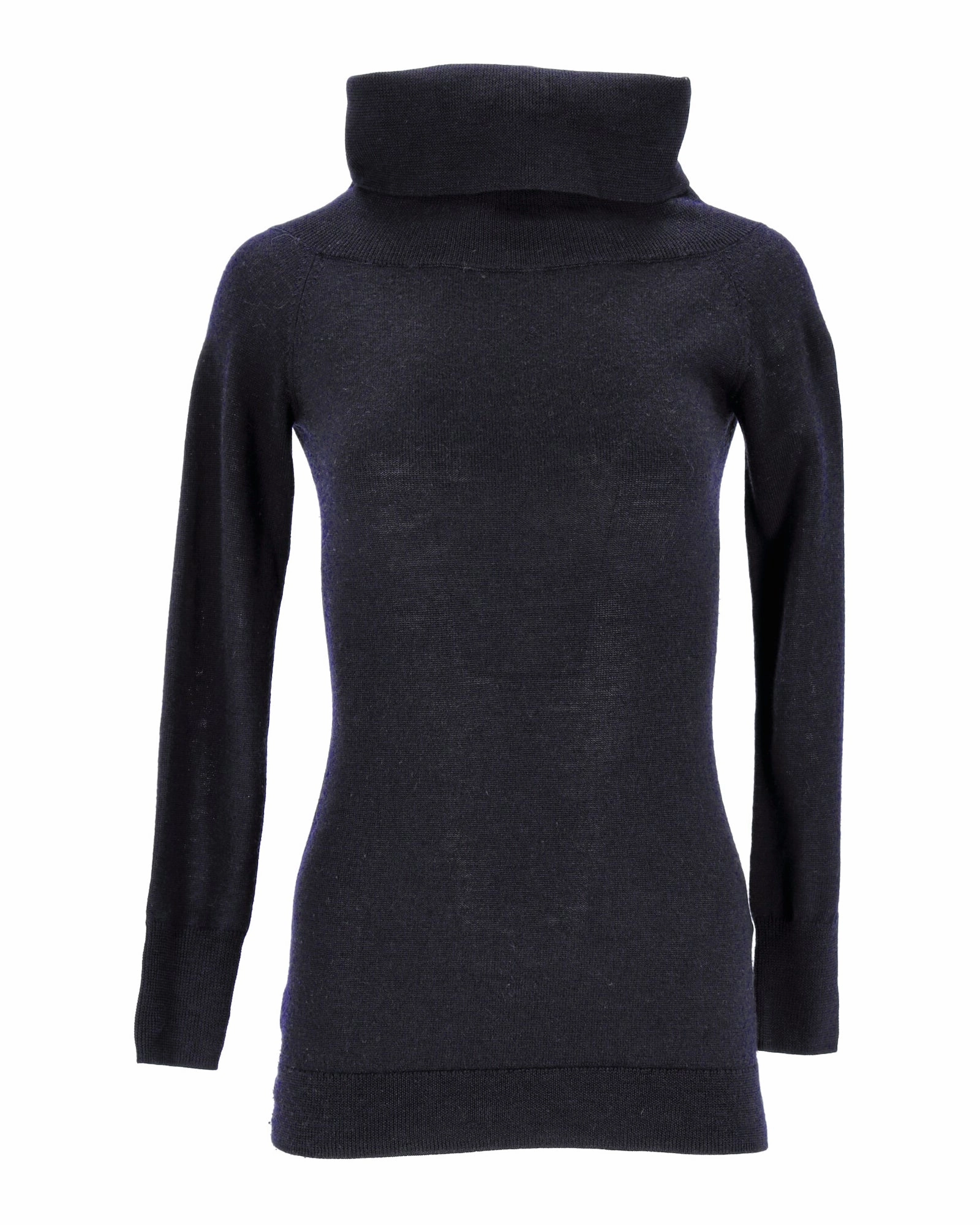 Knitted Fashion Iris & Ink Turtleneck Sweater in Navy Blue Wool