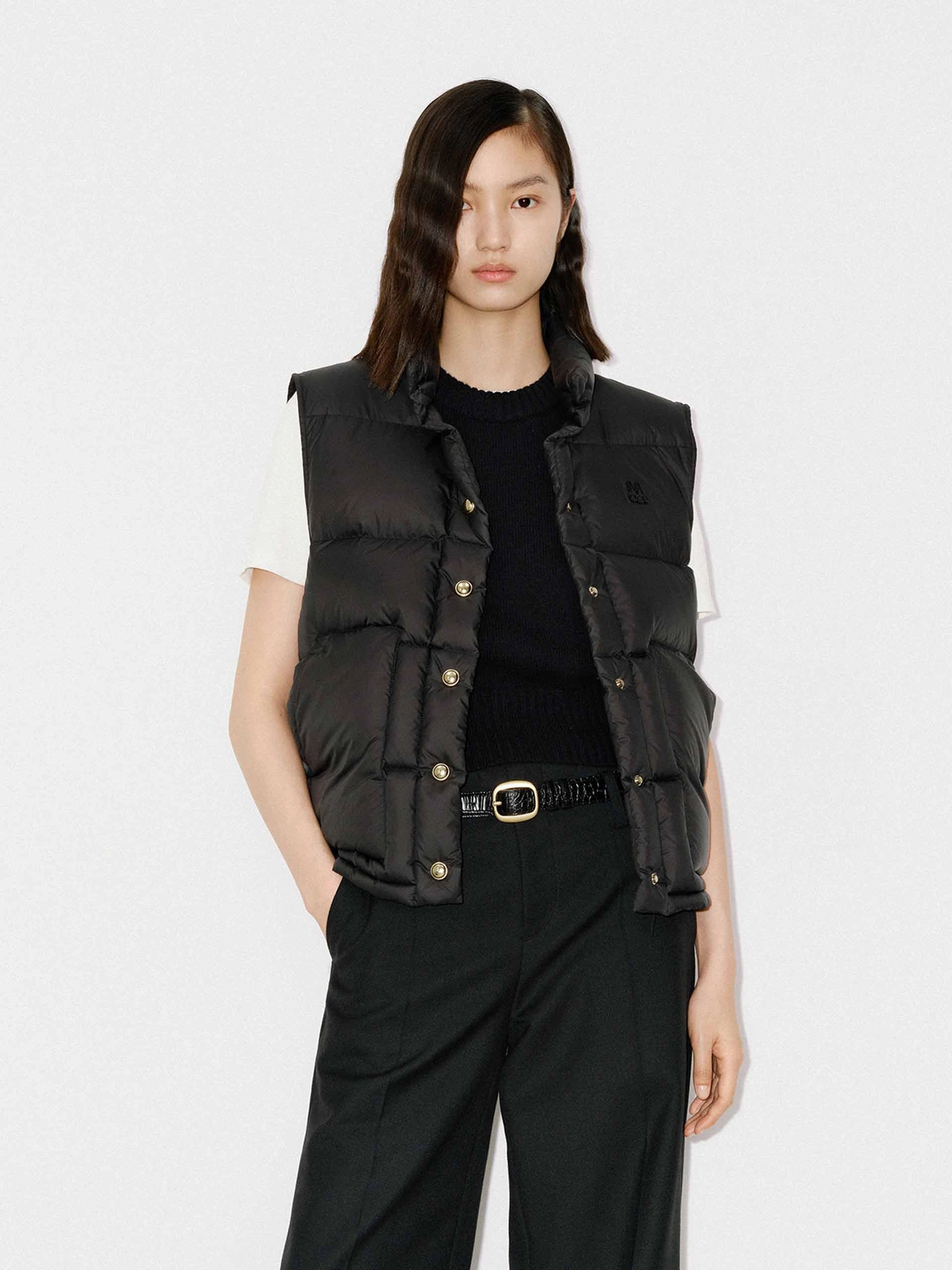 Snap Button Puffer Vest TemperatureRegulating Tech