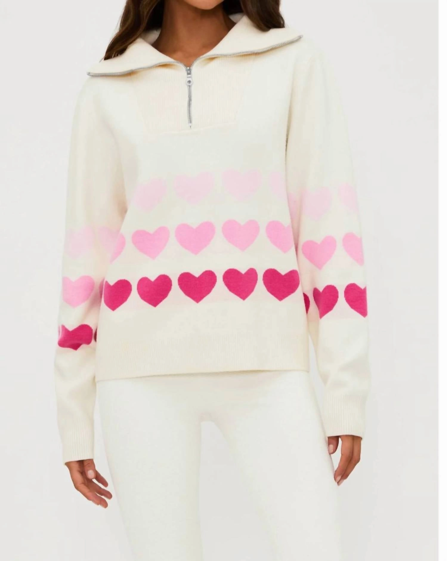 Chilly Fit Wear Comfort Stretch Monterey Top In Fuoh-Heart White/pink