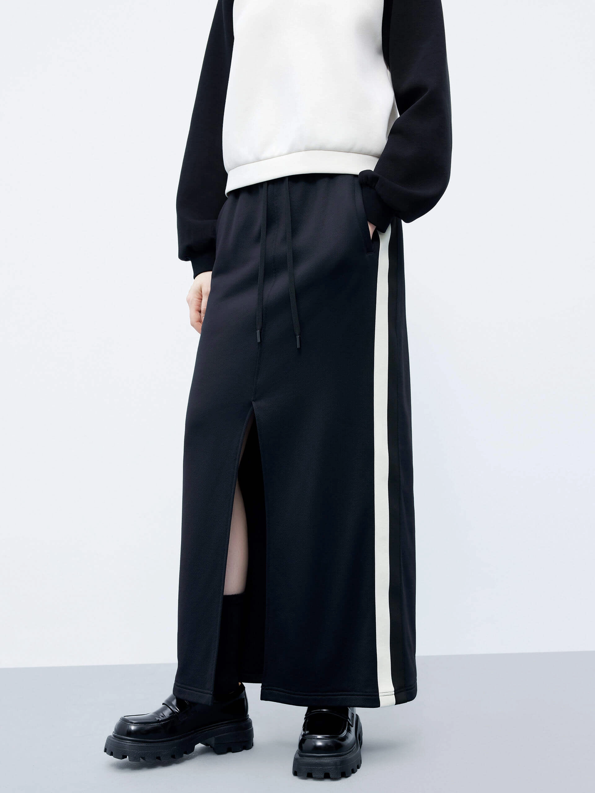 Drawstring Waist Slit Skirt Durable Activewear Slim wear