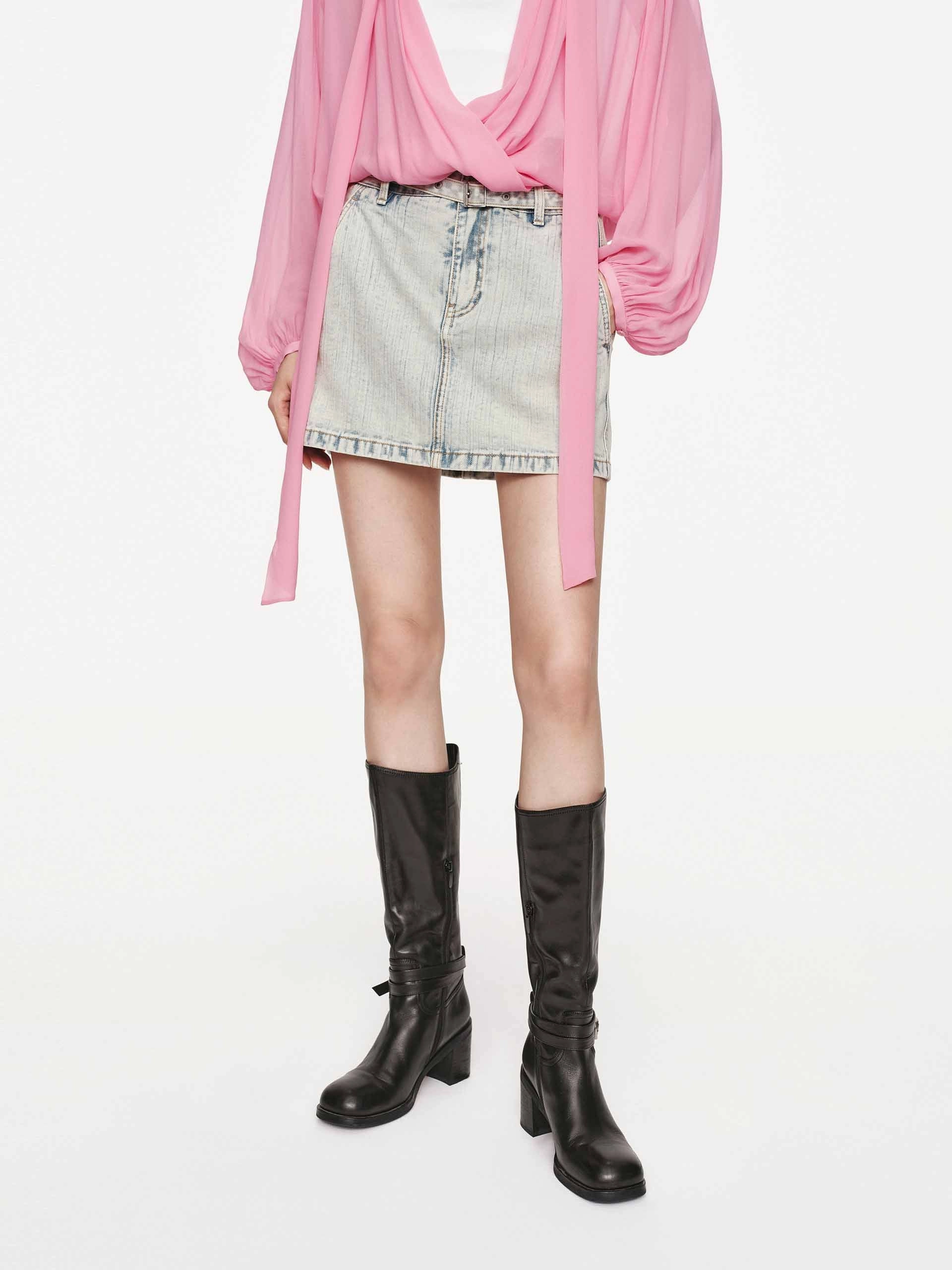Faded Wash Denim Skirt Free Movement Day Wear