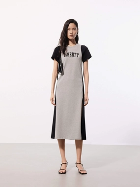Bright-colored piece Color Block Tee Dress