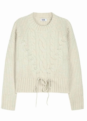 Dakota Cable Sweater In Ecru Trendy Wardrobe