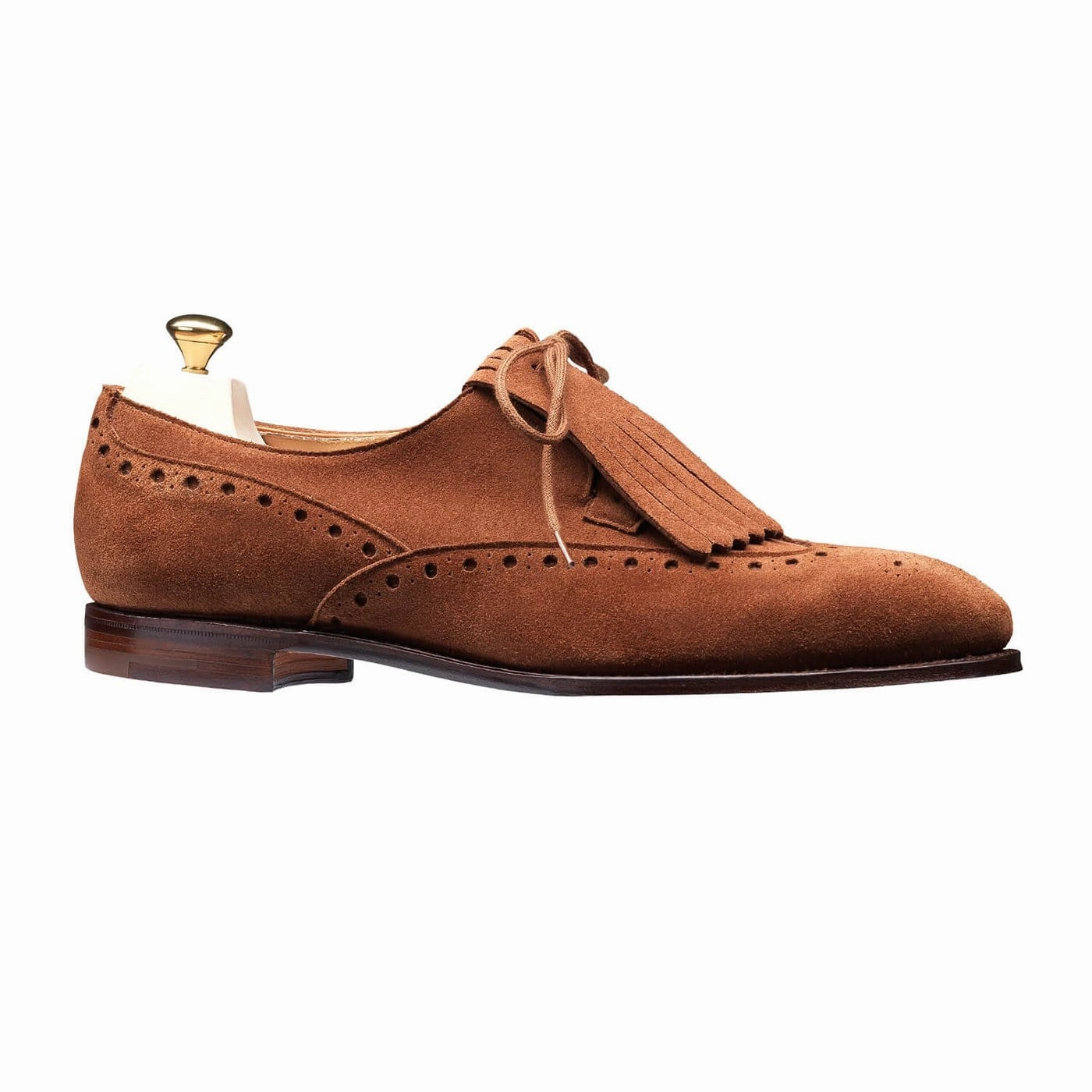 Minimal Timeless Style Sleek Leather Jessica Polo Brown Calf Suede