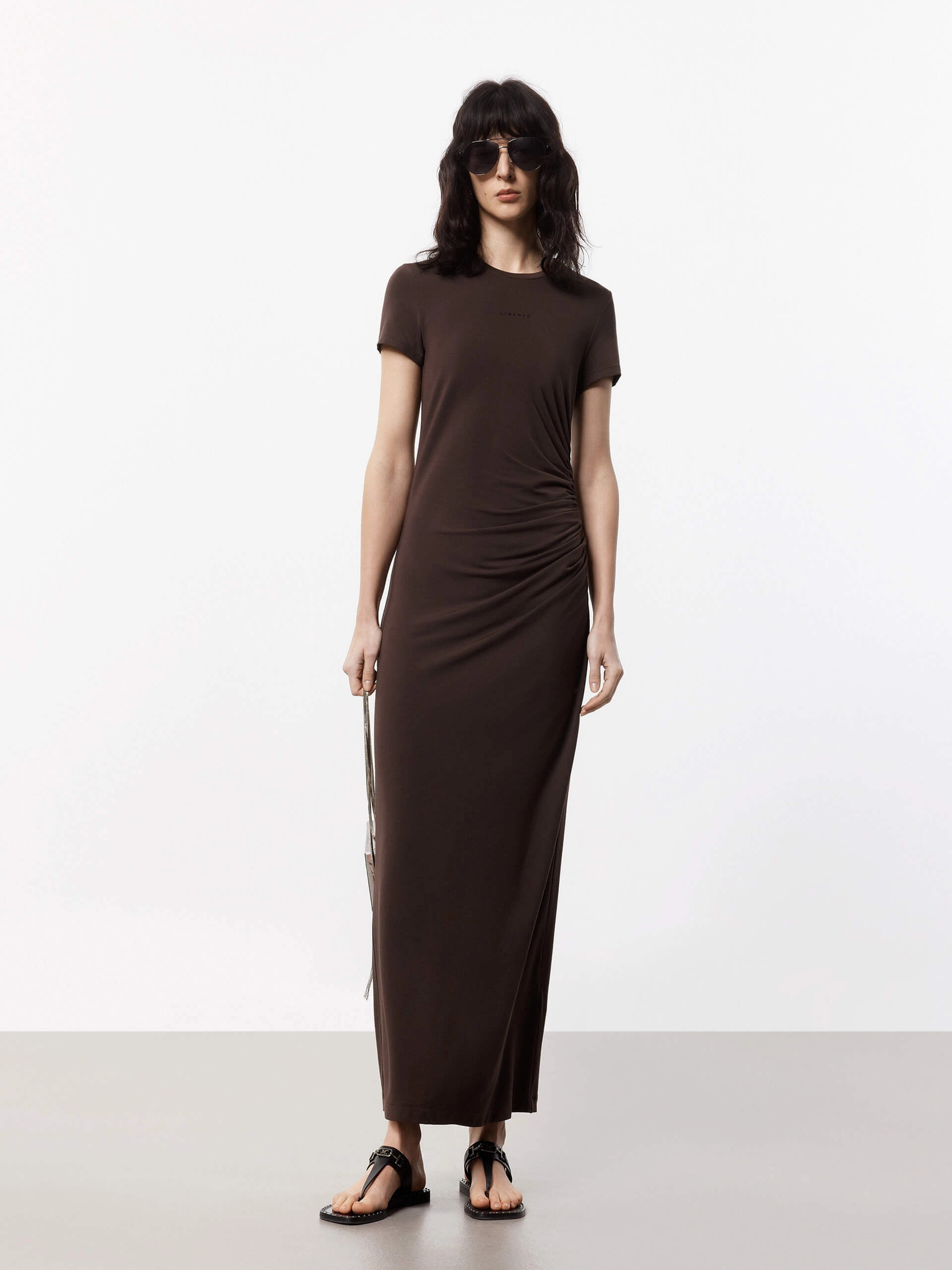Modern Appearance Side Pleated Maxi Dress