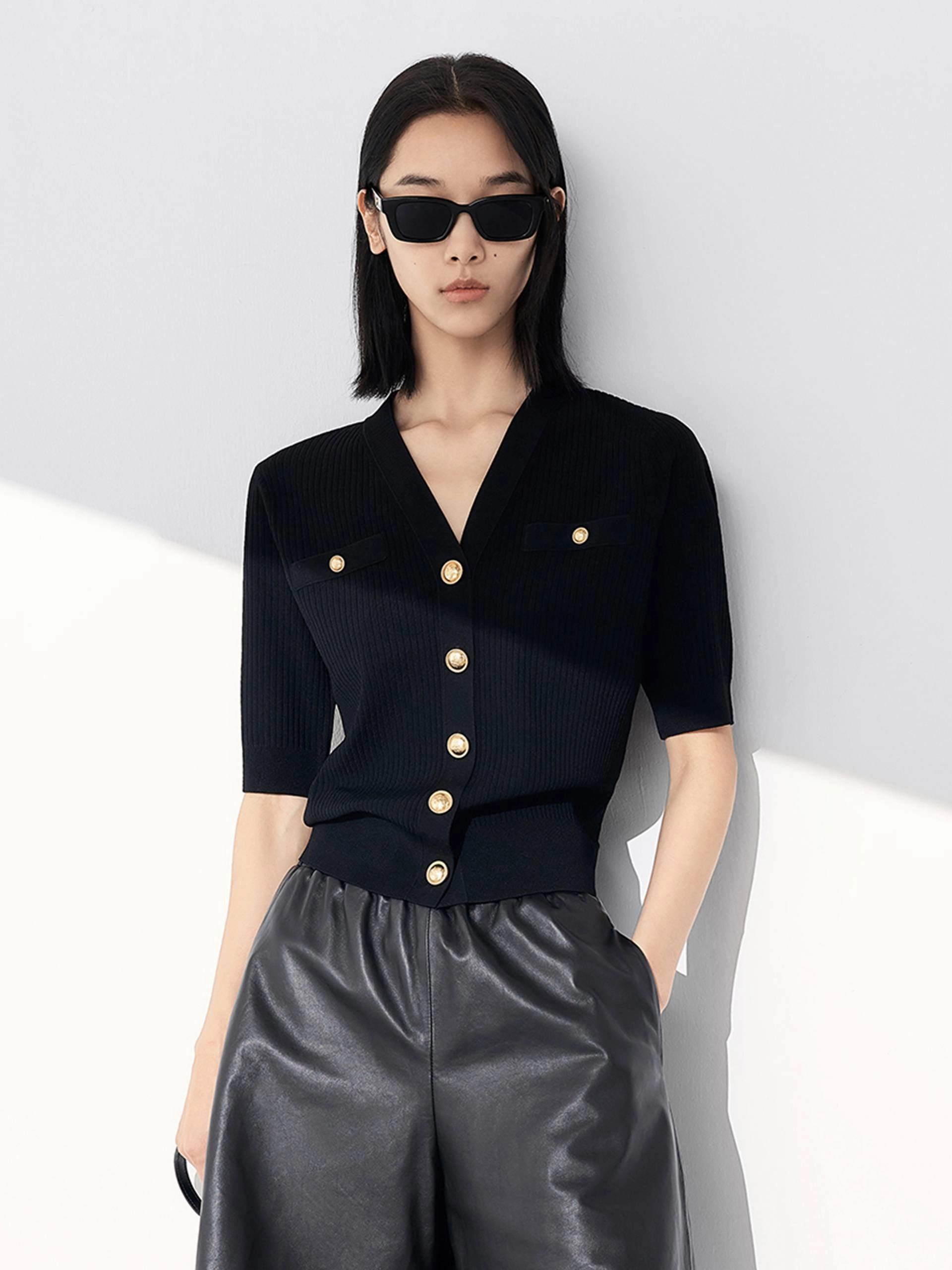 UV Protection V-neck Metal Button Cardigan