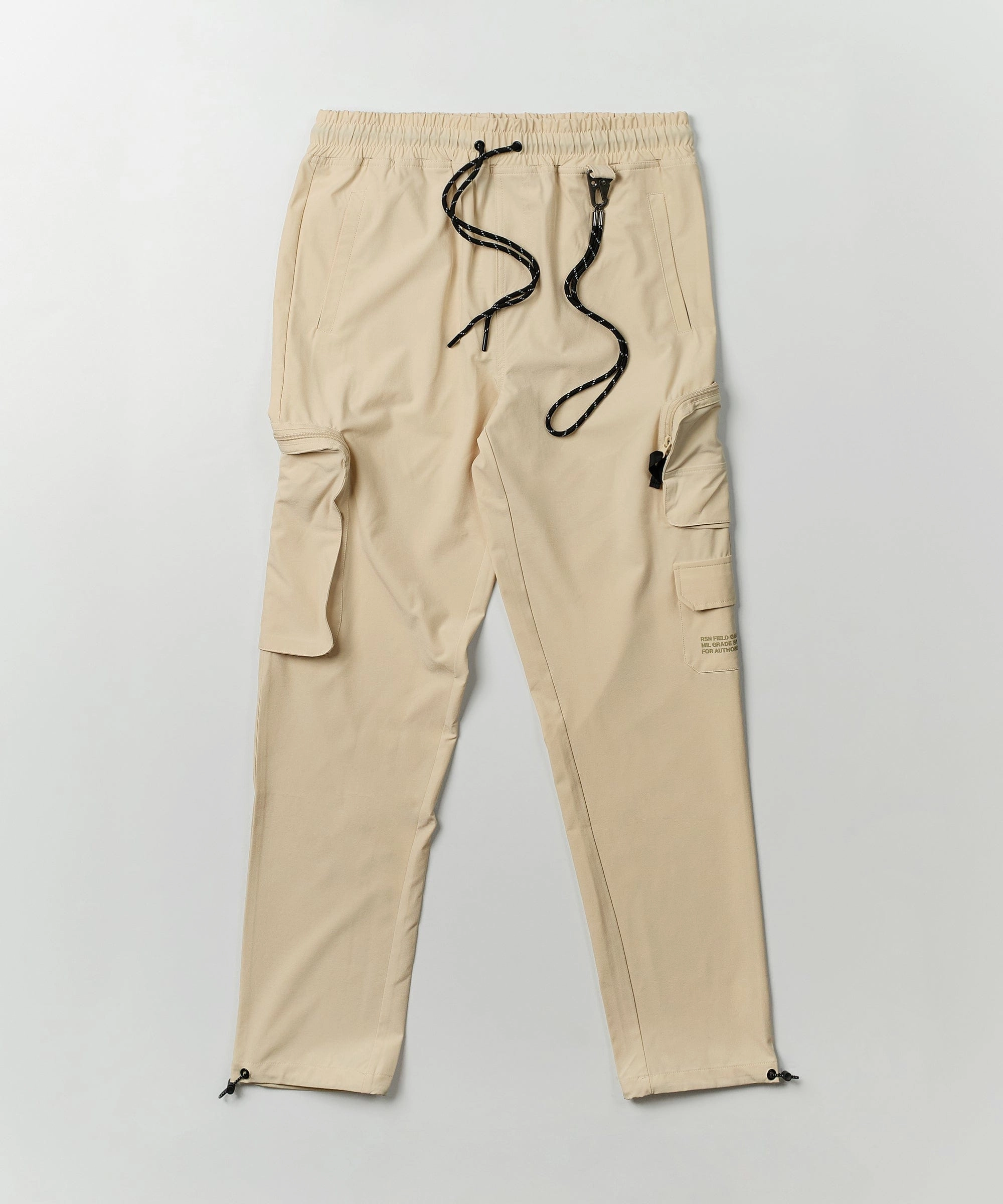 Functional Ease Everyday Comfort Fit Bridges Utility Stretch Tech Nylon Cargo Pants - Cream